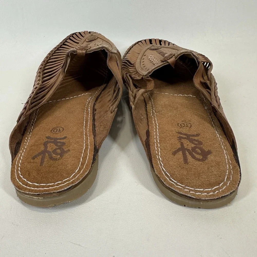 Desi Hangover slide shoes loafers Woven brown leather men's size‎ 10 With Bag